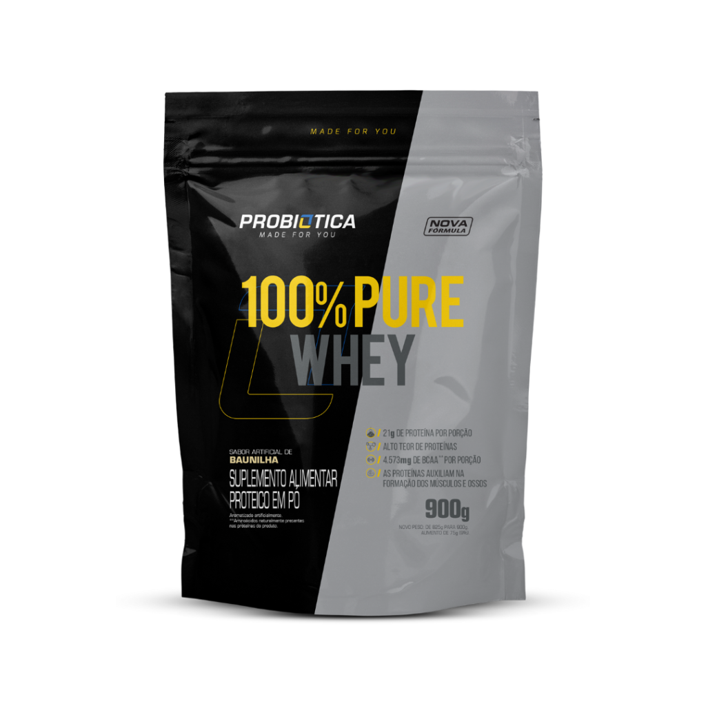 Imagem de destaque do produto 100% Pure Whey Refil 900g –  Probiótica